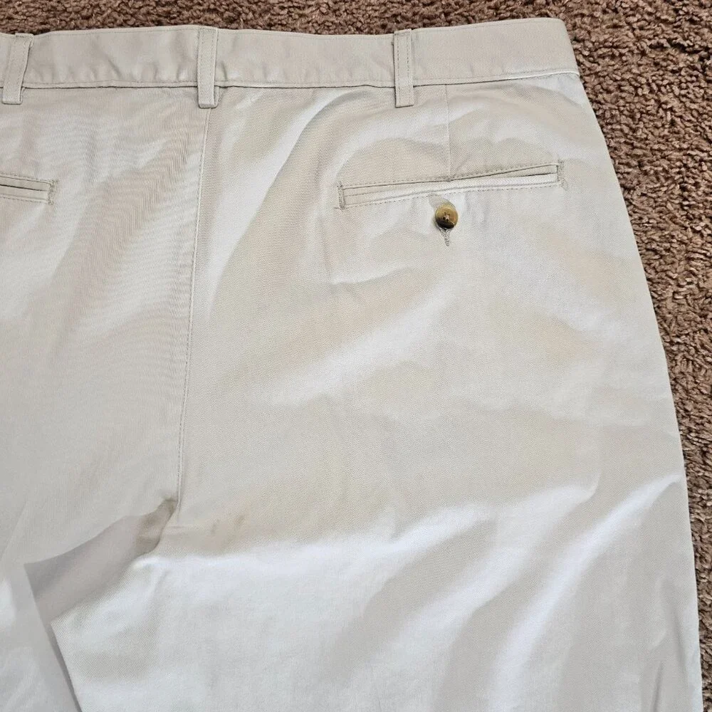 Vintage LL Bean Pleated Chino Pants Mens Tag 38x32 Act 36x31 Beige Cuffed Read - Picture 13 of 14